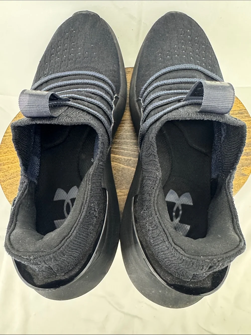 Under Armour Mens HOVR Phantom 3 ALL Black Slip-On Knit Sneakers, M 9.5. W 11